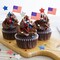 220 Pcs American Flag Patriotic Cupcake Toppers 4th of July Double Sides Glitter Star Cupcake Toppers Cake Toppers Picks Independence Day Cupcake Party Decorations Supplies Favors, Blue Red Silver